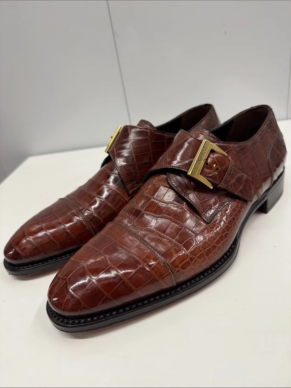 Caporicci genuine alligator 🐊 Leather Monk Strap Shoes size 9